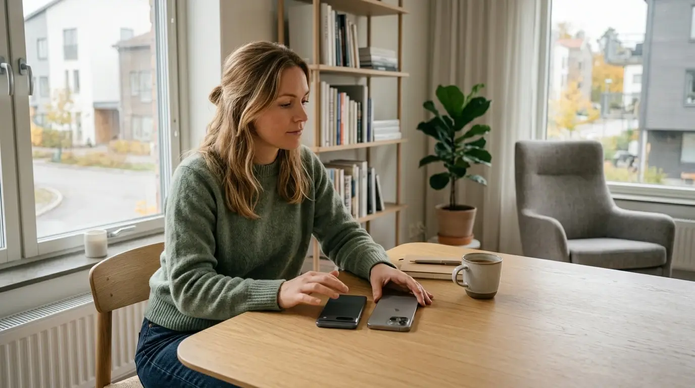 Android vs iPhone illustrert som guider hos Mobiloversikt