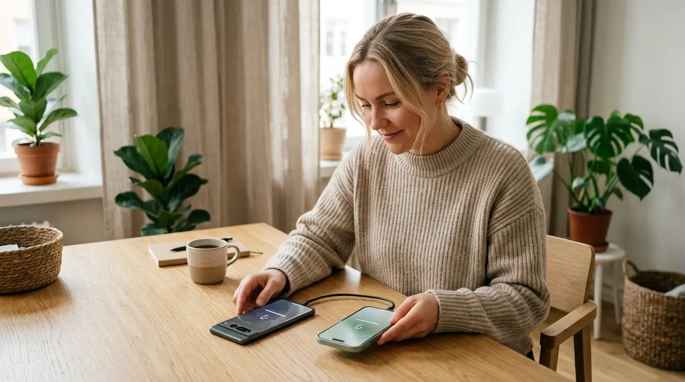 Overføre data illustrert som guider hos Mobiloversikt